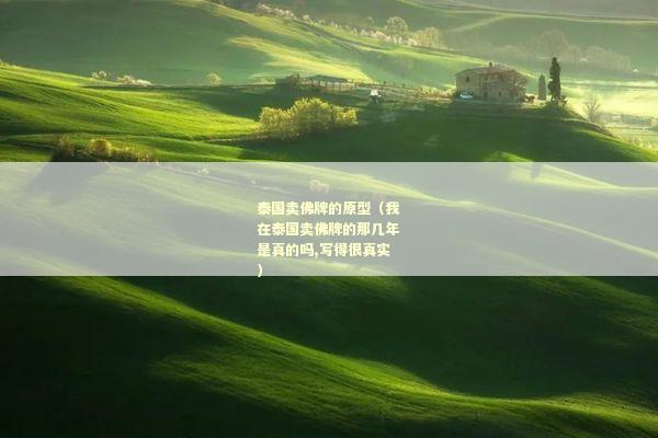 泰国卖佛牌的原型（我在泰国卖佛牌的那几年是真的吗,写得很真实）