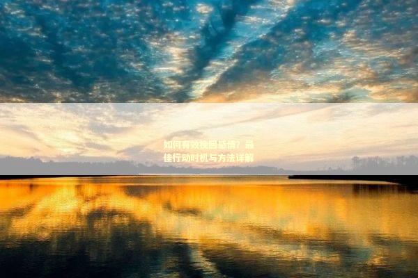 如何有效挽回感情？最佳行动时机与方法详解
